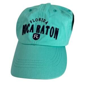 Boca Raton FL Florida Turquoise Blue Beach Hat Adjustable NWT Navy One Size Cap